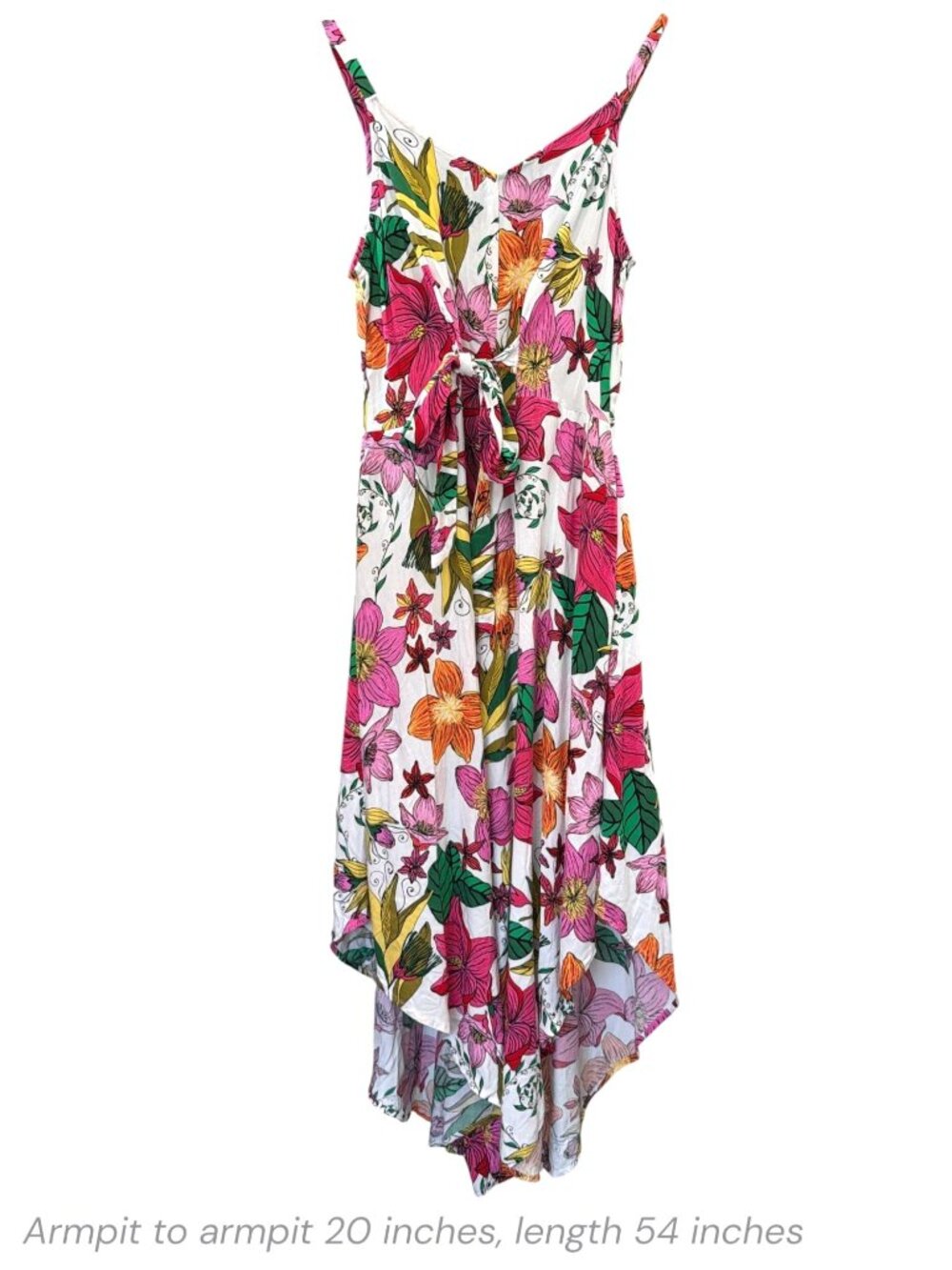 Floral Asymmetrical Hem Spaghetti Strap Dress By Ivy Street Size L Multicolor - Picture 1 of 3